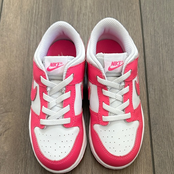 Nike Kids Dunk Low Pink and White Sneakers - Picture 3 of 4